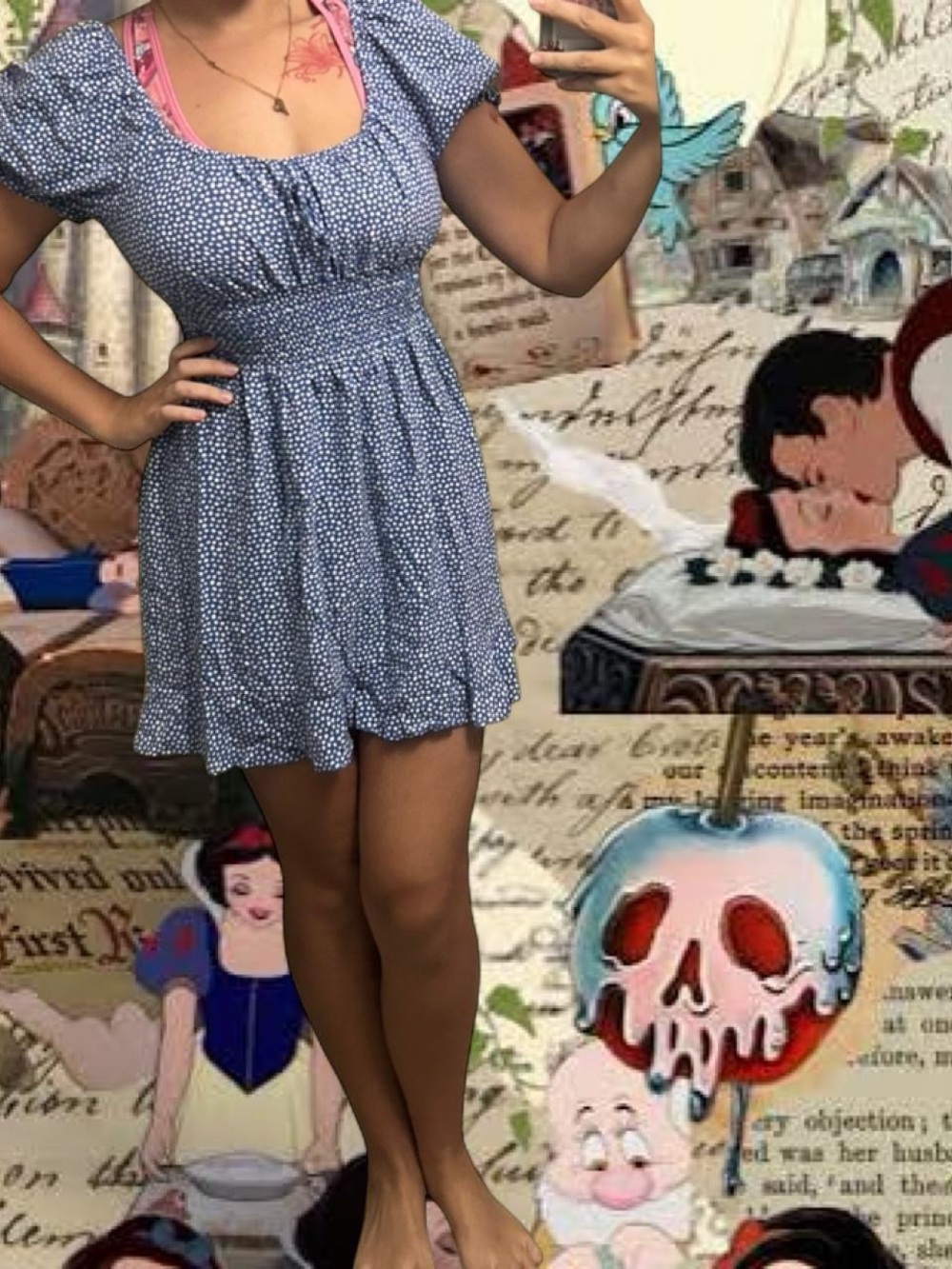 Liberty of Love Blue Polka Dot Smocked Mini Dress